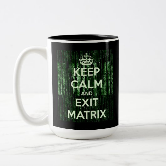 Blijf kalm en verlaat de Matrix Coffee Mok (Links)
