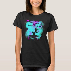 Blijf kalm en vermijd zombies tech zombie apocalyp t-shirt