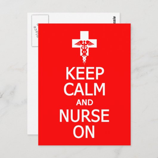 Blijf kalm en verpleger op briefkaart, aanpassen briefkaart (Voorkant / Achterkant)