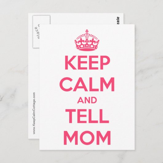 Blijf kalm en vertel het aan mama briefkaart (Voorkant / Achterkant)