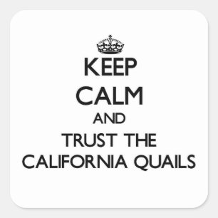 Blijf kalm en vertrouw op de Californische kwartel Vierkante Sticker