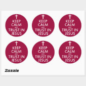 Blijf kalm en vertrouw op Jezus Ronde Sticker (Vel)