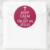 Blijf kalm en vertrouw op Jezus Ronde Sticker (Tas)