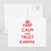 Blijf kalm en vertrouw op karma briefkaart (Voorkant / Achterkant)