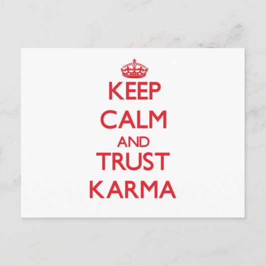 Blijf kalm en vertrouw op karma briefkaart (Voorkant)