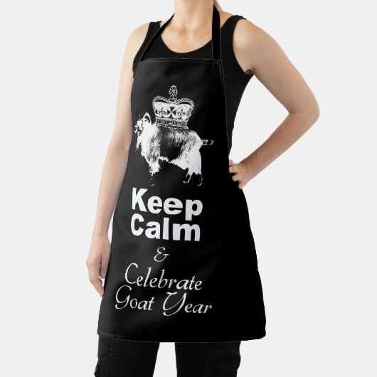 Blijf kalm en vier geit jaar geleden schort (Insitu)