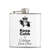 Blijf kalm en vier het geitenjaar heupfles (Voorkant)