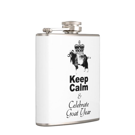 Blijf kalm en vier het geitenjaar heupfles (Rechts)