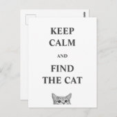 Blijf kalm en vind de kat briefkaart (Voorkant / Achterkant)