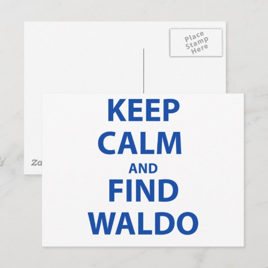 Blijf kalm en vind Waldo Briefkaart (Voorkant / Achterkant)
