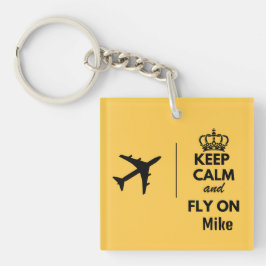 Blijf kalm en vlieg op & vliegtuig, Custom Funny Sleutelhanger