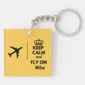 Blijf kalm en vlieg op & vliegtuig, Custom Funny Sleutelhanger (Achterkant)