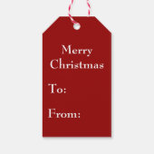 Blijf kalm en vrolijk op rood en wit cadeaulabel (Achterkant)