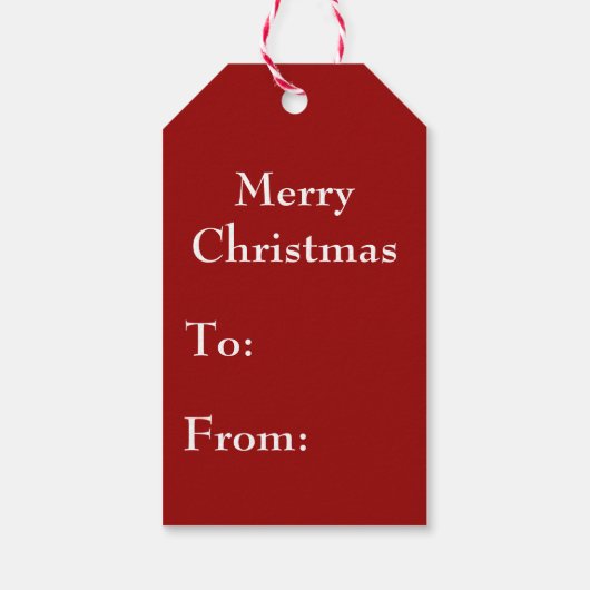 Blijf kalm en vrolijk op rood en wit cadeaulabel (Achterkant)