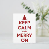 Blijf kalm en vrolijk op rood en wit feestdagenkaart (Staand voorkant)