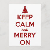 Blijf kalm en vrolijk op rood en wit feestdagenkaart (Voorkant)