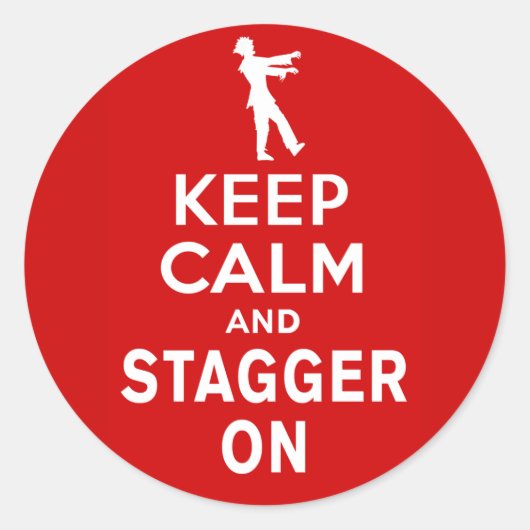 Blijf kalm en wankel op leuk zombie-ontwerp ronde sticker (Voorkant)