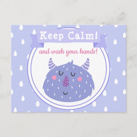 Blijf kalm en was je handen.Stop het Corona-virus Briefkaart (Voorkant)
