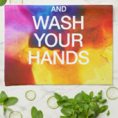 Blijf kalm en was uw handen | aquarel theedoek (Gevouwen)