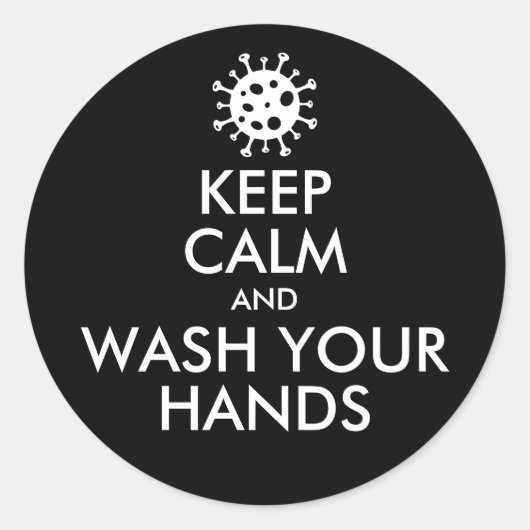 Blijf kalm en was uw handen virus ronde sticker (Voorkant)