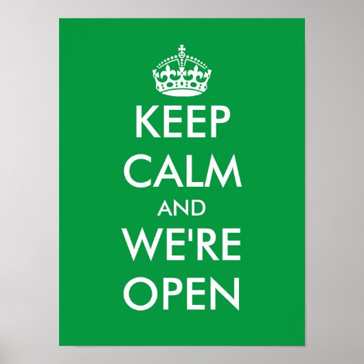 Blijf kalm en we zijn open raamdeur bord poster (Voorkant)