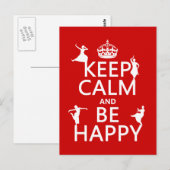 Blijf kalm en wees gelukkig (dans) (aanpasbaar) briefkaart (Voorkant / Achterkant)