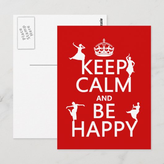 Blijf kalm en wees gelukkig (dans) (aanpasbaar) briefkaart (Voorkant / Achterkant)