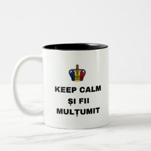 Blijf Kalm en Wees Tevreden Tweekleurige Koffiemok