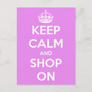 Blijf kalm en winkel op roze Briefkaart