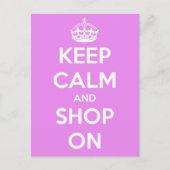 Blijf kalm en winkel op roze Briefkaart (Voorkant)