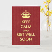 Blijf kalm en word snel goed rood kraftpapier kaart (Gele Bloem)