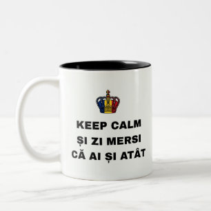 Blijf Kalm EN ZEG BEDANKT DAT JE ZOVOEL HEBT Tweekleurige Koffiemok