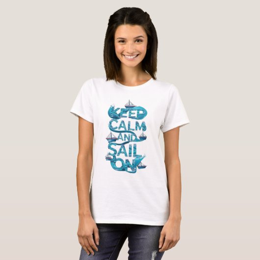 Blijf kalm en zeil door met Ocean Waves Graphic T-shirt (Voorkant volledig)