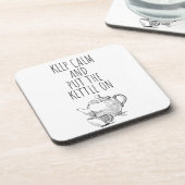 Blijf kalm en zet de ketel op - iets elegans bier onderzetter (Linkerzijde)