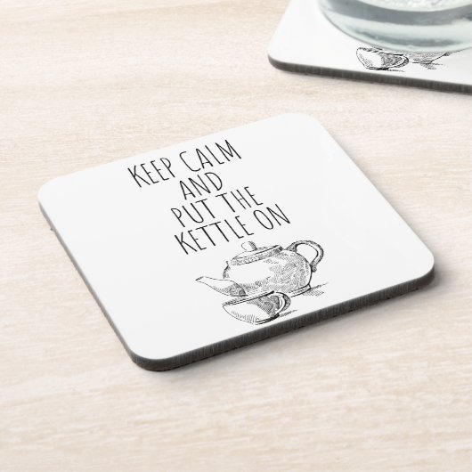 Blijf kalm en zet de ketel op - iets elegans bier onderzetter (Linkerzijde)