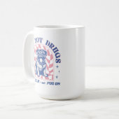 Blijf kalm en zet op retro pugs niet drugs koffiemok (Voorkant links)