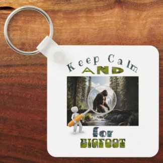 Blijf kalm en zoek naar Bigfoot beste bigfoot Sleutelhanger