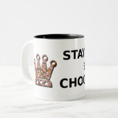 Blijf kalm eten Chocolade Tweekleurige Koffiemok (Voorkant links)