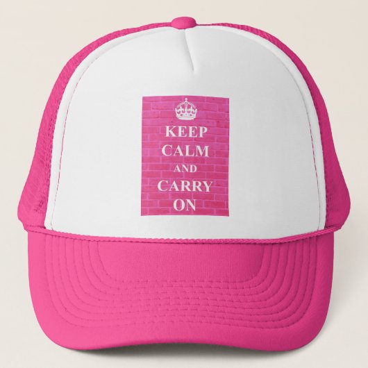 Blijf Kalm & Ga Door Roze Trucker Pet (Voorkant)