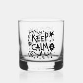 Blijf kalm gebold Typografie zwart-wit Whisky Glas (Achterkant)