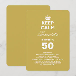 Blijf Kalm Goud Grappig Mijlpaal 50e Verjaardagsfe Kaart