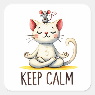 "Blijf kalm" grappige kattenliefhebbers Vierkante Sticker
