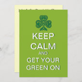 Blijf kalm halen Uw Groen op St. Patrick Day Invit Kaart (Voorkant / Achterkant)