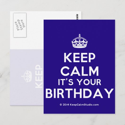 Blijf kalm, het is je verjaardag briefkaart (Voorkant / Achterkant)