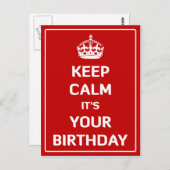 Blijf kalm, het is je verjaardag briefkaart (Voorkant / Achterkant)