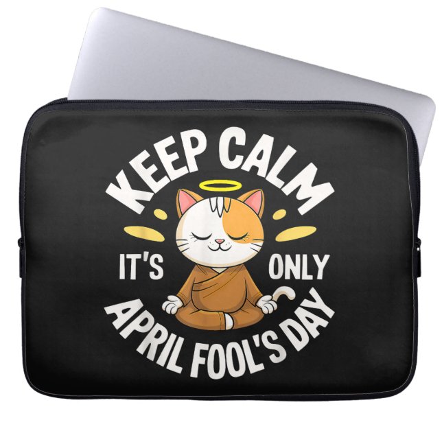 Blijf kalm, het is maar 1 april laptop sleeve (Voorkant)
