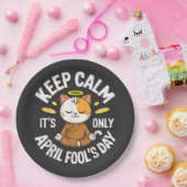 Blijf kalm het is maar 1 april papieren bordje (Feest)