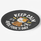 Blijf kalm het is maar 1 april papieren bordje (Gekanteld)