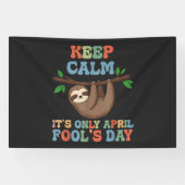 blijf kalm het is maar 1 april spandoek (Horizontaal)
