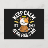 Blijf kalm, het is slechts 1 april aankondigingskaart (Achterkant)